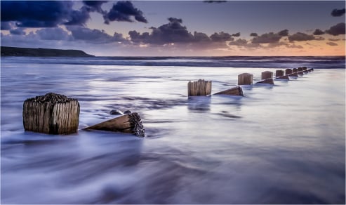 sunset sea scene, long exposure